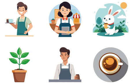 Organic Cacao Beans Bundle. Coffee Chocolate Collection Stickers. AI generated Image Set. Clipart cartoon design iconsのイラスト素材