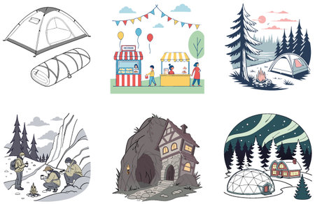 Camping Utility. A Bundle of Practical and Refreshing Collection Illustrations. AI generated Image...