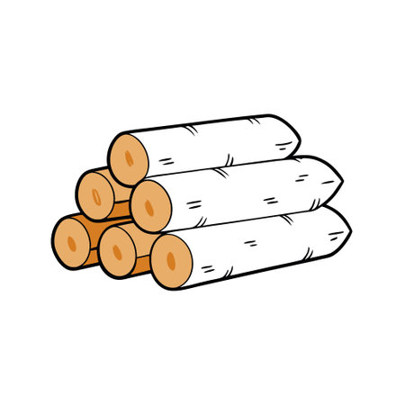 Stack of birch firewood isolated on white or transparent background. AI generated. Vector iconのイラスト素材