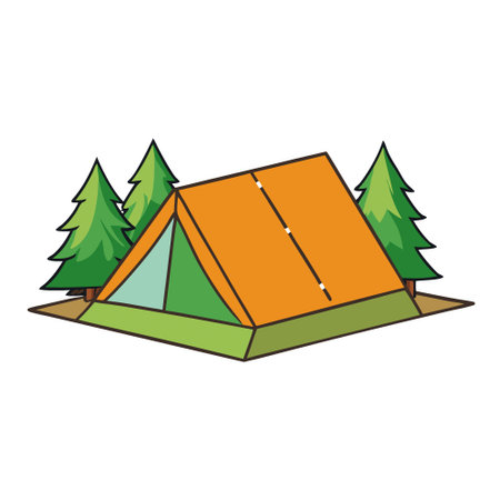 Tent in the forest. ?amping. Isolated on transparent background.. AI generated. Vector iconのイラスト素材