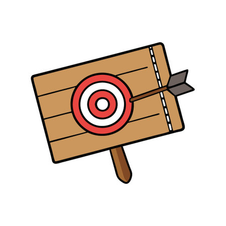 Wooden board with a target for throwing an ax and playing darts. AI generated. Vector iconのイラスト素材