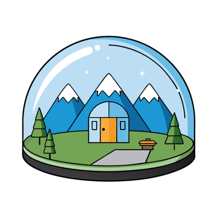 Futuristic Luxury Glass Dome Accommodation Amidst Scenic Mountain Landscape. AI generated. Vector...