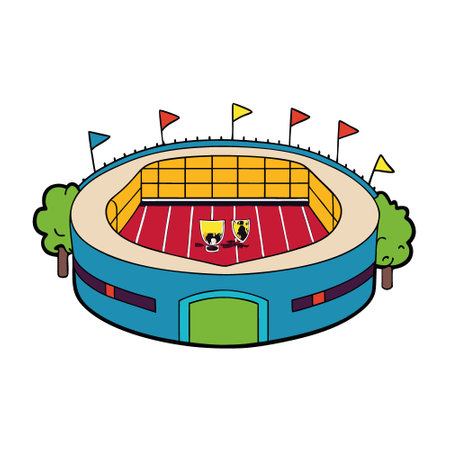 The stands full of people at the Camp Nou stadium of the local team Barcelona FC in the Catalan capital. AI generated. Vector iconのイラスト素材