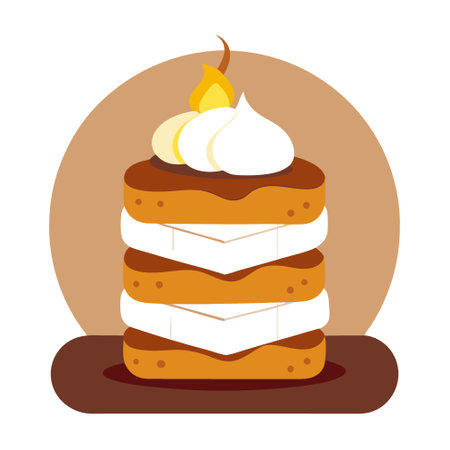 A stack of toasted s'mores with marshmallows. appetizingly golden. on a monochrome background.. AI...