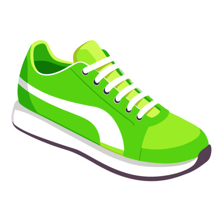 Fresh lime-green athletic shoes with white laces and sole. isolated on a white background. showcasing vibrant color and sleek sporty design.. AI generated. Vector iconのイラスト素材