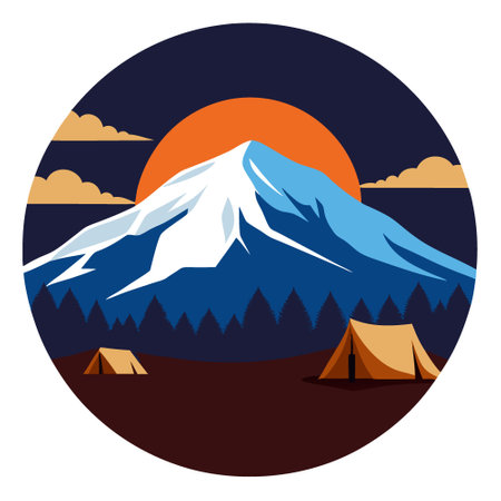 Evening view of Kibo with Uhuru Peak (5895m amsl. highest mountain in Africa) at Mount Kilimanjaro.Kilimanjaro National Park.seen from Karanga Camp at 3995m. AI generated. Vector iconのイラスト素材