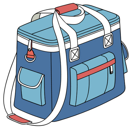 Blue bag for travel and picnic isolated on transparent background. AI generated. Vector iconのイラスト素材