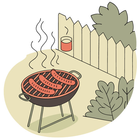 Merguez sausage food on traditional bbq barbecue grill. american food. AI generated. Vector iconのイラスト素材