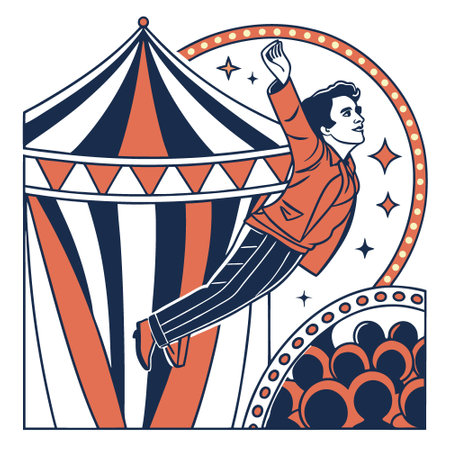 Movie scene stylized picture image made with tools amazing circus performance actor trick tent. AI generated. Vector iconのイラスト素材