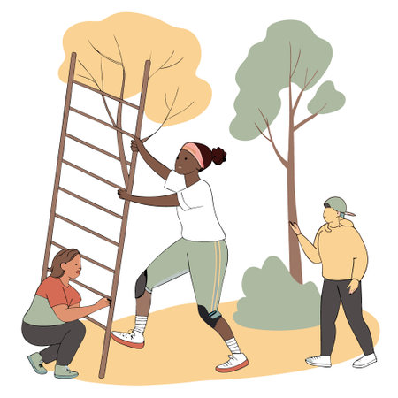 Empowering outdoor fitness. overcoming challenges with a prosthetic leg in a boot camp environment.. AI generated. Vector iconのイラスト素材