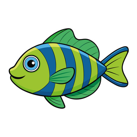 A vibrant green and blue tropical fish swimming against a dark background. showcasing its colorful scales.. AI generated. Vector iconのイラスト素材