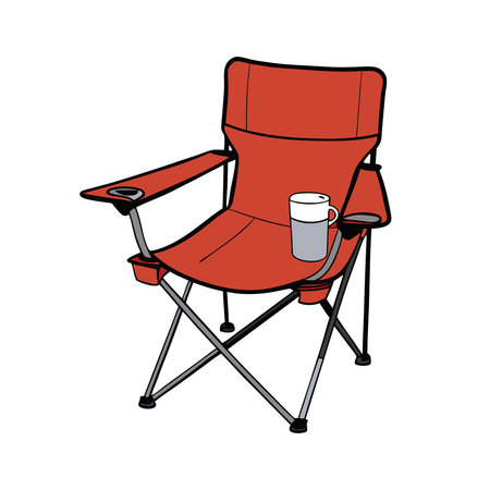 Comfortable foldable camping chair with cup holder. Ideal for outdoor activities like picnics. tailgating. or camping trips.. AI generated. Vector iconのイラスト素材