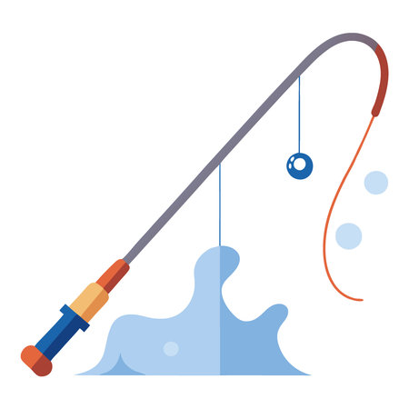 Winter Fishing Rod in Flat Style Illustration for Outdoor Enthusiasts and Nature Lovers. AI generated. Vector iconのイラスト素材