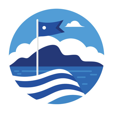 Discover the beauty of a Blue Flag beach in Albir. where quality and safety meet stunning coastlines.. AI generated. Vector iconのイラスト素材