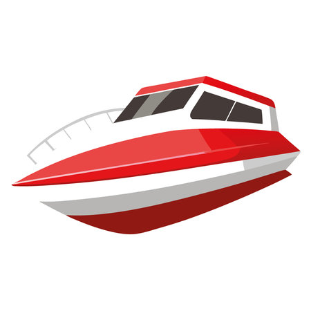 A sleek. red and white motorboat designed for leisure and travel on water. isolated on white background. AI generated. Vector iconのイラスト素材
