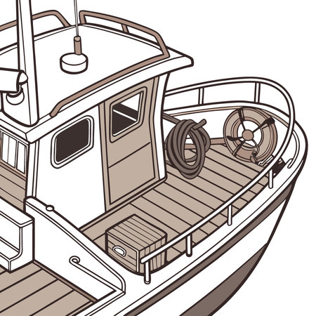 Alaskan Sport Fishing Boat. Ketchikan. Southeast Alaska - Macro Detail. AI generated. Vector iconのイラスト素材