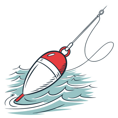 Realistic Red and White Fishing Bobber Illustration with Copy Space for Fishing Enthusiasts. Tackle Shops. and Outdoor Adventure Marketing. AI generated. Vector iconのイラスト素材