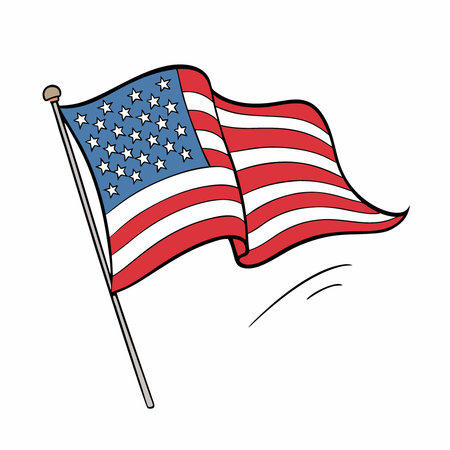 Large American flag blowing freely. Ideal for patriotic events and celebrations. AI generated. Vector iconのイラスト素材