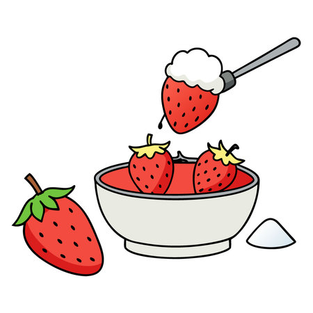 Creating a fresh healthy strawberry dessert for summer celebrations from scratch. AI generated. Vector iconのイラスト素材