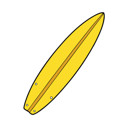 Minimalistic yellow surfboard with fins. ideal for summer surfing and ocean adventures.. AI generated. Vector iconのイラスト素材