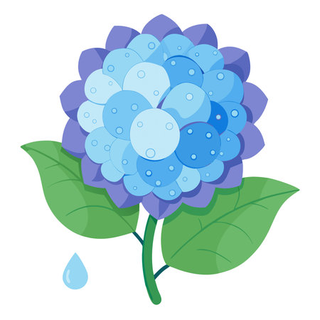 Young Hydrangea flower with dew Extremely shallow depth of field for a dreamy feel. AI generated. Vector iconのイラスト素材
