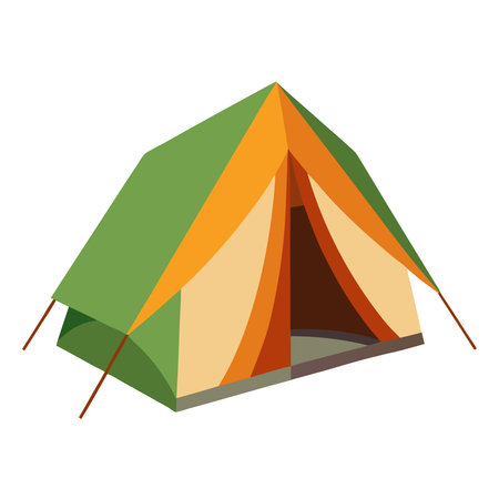 Cozy camping tent for outdoor adventures in nature on a transparent background cut out. AI generated. Vector iconのイラスト素材