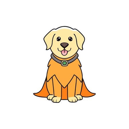 A Golden Retriever dog wearing a Halloween costume. AI generated. Vector iconのイラスト素材