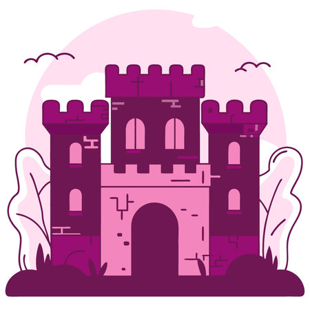 Ominous Abandoned gothic castle dungeon. Ruin scary. . AI generated. Vector iconのイラスト素材