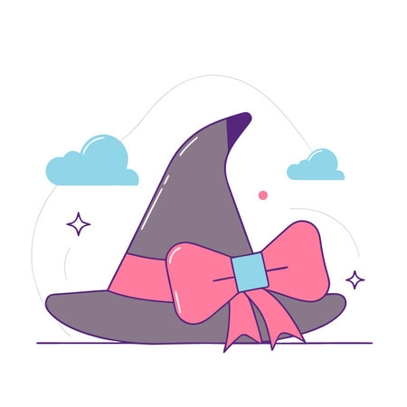 Black witch hat with purple ribbon on white background. Halloween.. AI generated. Vector icon