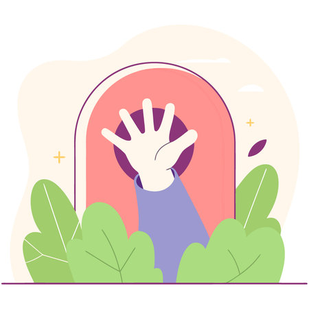 A close-up of a shadowy figure's hand reaching out from the darkness. AI generated. Vector iconのイラスト素材