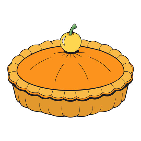 Thanksgiving pumpkin pie isolated on white transparent background. top view.. AI generated. Vector iconのイラスト素材