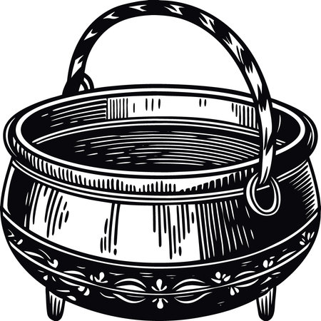 Expensive antique cast iron cauldron - transparent. AI generated. Vector iconのイラスト素材