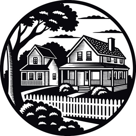 American classic home and house designs. Hand edited.. AI generated. Vector iconのイラスト素材