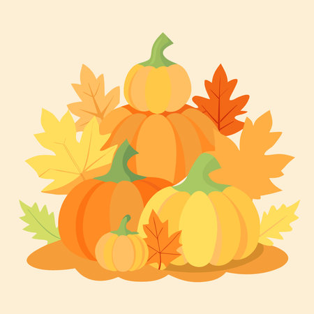 A of pumpkins and autumn leaves. symbolizing the fall season.. AI generated. Vector iconのイラスト素材