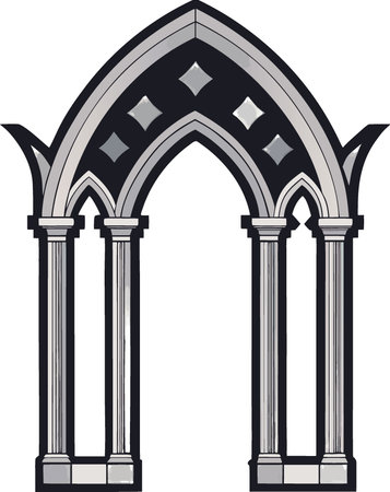 Gothic arch. isolated object. transparent background. AI generated. Vector iconのイラスト素材