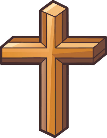 Old wooden cross isolated on transparent background. ..AI generated. Vector iconのイラスト素材