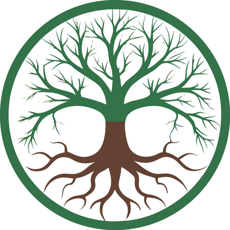 Circle of tree roots isolated on transparent background cutout .. AI generated. Vector iconのイラスト素材