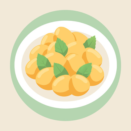 Pumpkin shaped gnocchi with brown butter parmesan sauce with sage .. AI generated. Vector iconのイラスト素材