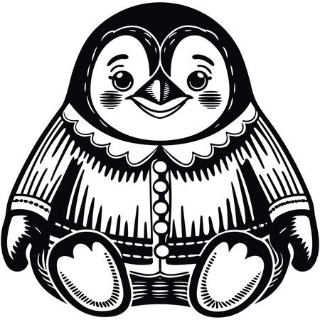 Adorable in penguin pajamas sitting on yellow background with copy space. AI generated. Vector iconのイラスト素材