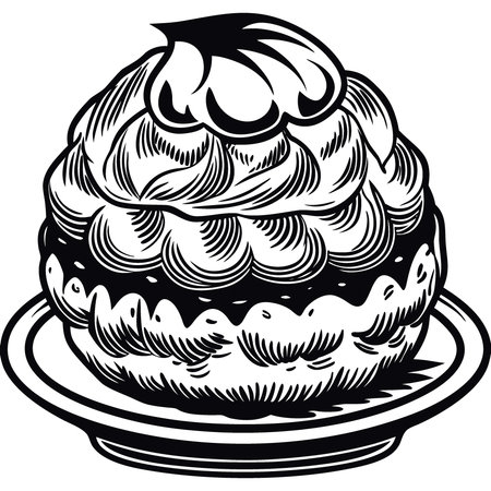 Cream Puff Day Dessert Delight Serenity. Cream puff for Birthday Parties. Weddings. Showers.. AI generated. Vector iconのイラスト素材