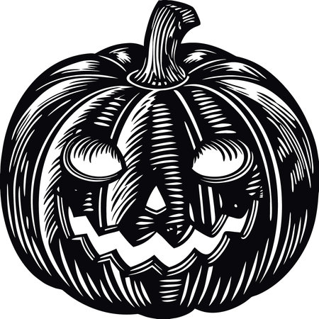 Carved Halloween jack o lantern pumpkin set isolated on transparent background. Halloween pumpkin. AI generated. Vector iconのイラスト素材