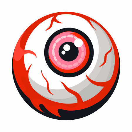 A spooky eyeball clipart. Halloween prop. 3D realistic detail white and red. isolated on white. AI generated. Vector iconのイラスト素材