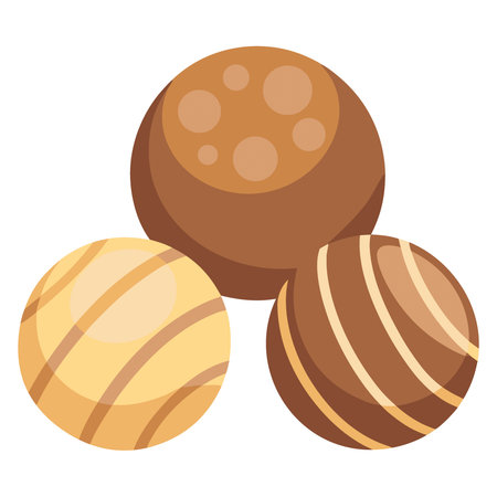 Different chocolate balls are isolated on a white background. Minimal candy food.Creative dessert. AI generated. Vector iconのイラスト素材