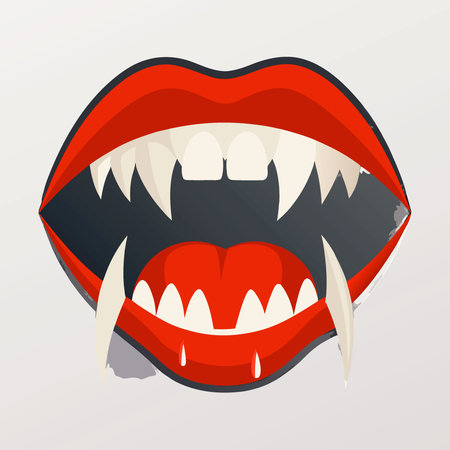 Set of vampire mouth illustrations with transparent background. ideal for Halloween-themed designs. AI generated. Vector iconのイラスト素材