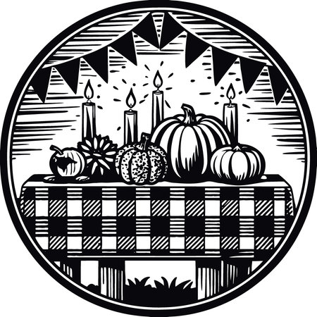 Beautiful empty wooden rustic table thanksgiving day holiday festive decoration product. beverage.. AI generated. Vector iconのイラスト素材