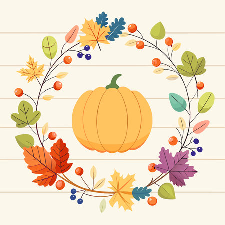 Autumn frame decor from pumpkins. berries and leaves on a white wooden background. of Thanksgiving. AI generated. Vector iconのイラスト素材