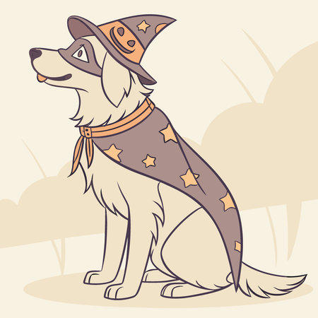 A Golden Retriever dog wearing a Halloween costume. AI generated. Vector iconのイラスト素材
