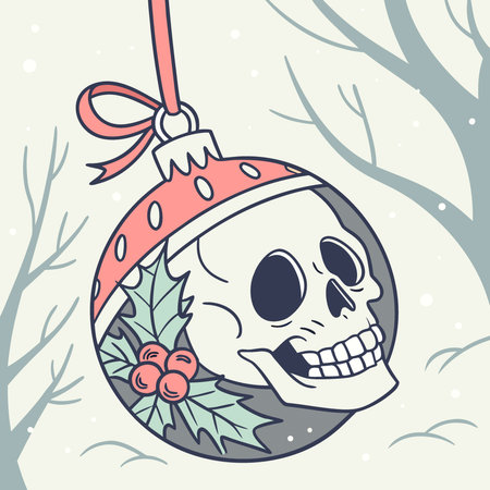 Christmas ornament with a skull hanging from it. AI. AI generated. Vector iconのイラスト素材