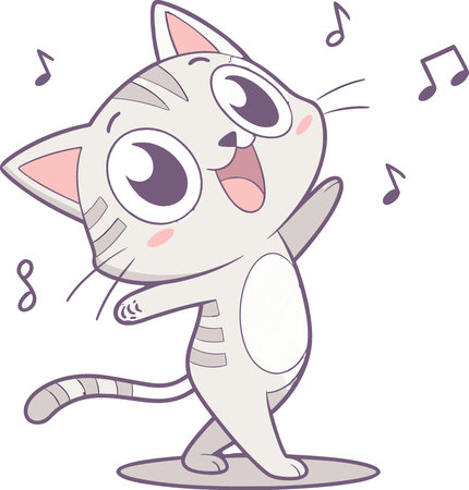 Cute cat dancing isolated on transparent background. AI generated. Vector iconのイラスト素材