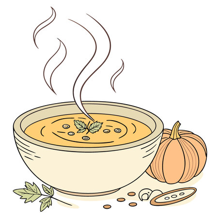Pumpkin creamy soup on transparent or white background.. AI generated. Vector iconのイラスト素材